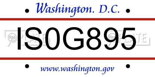 IS0G895 District Of Columbia License Plate