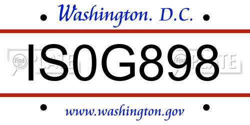 IS0G898 District Of Columbia License Plate