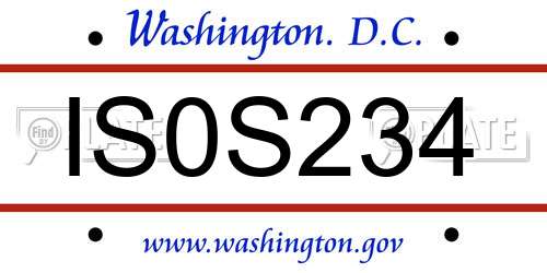 IS0S234 District Of Columbia License Plate