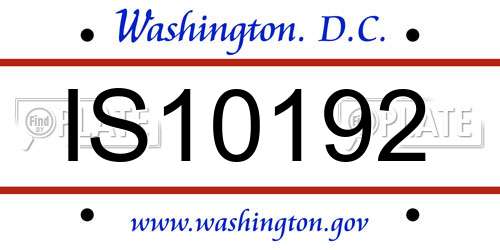 IS10192 District Of Columbia License Plate