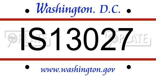 IS13027 District Of Columbia License Plate