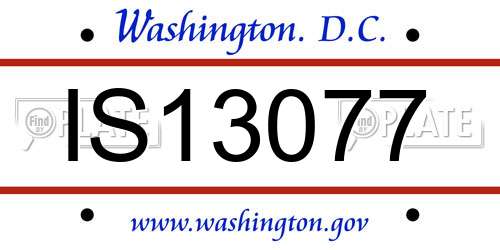 IS13077 District Of Columbia License Plate