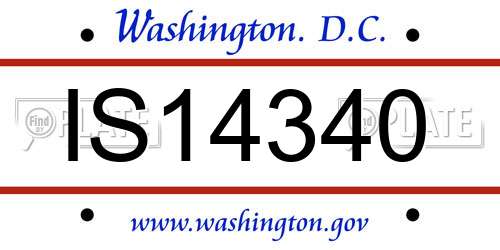 IS14340 District Of Columbia License Plate