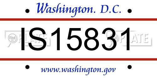 IS15831 District Of Columbia License Plate