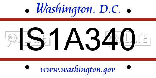 IS1A340 District Of Columbia License Plate