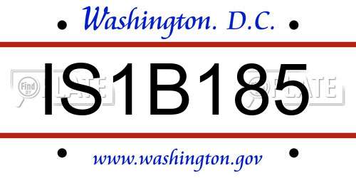 IS1B185 District Of Columbia License Plate
