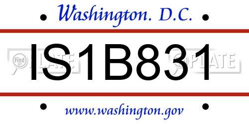 IS1B831 District Of Columbia License Plate