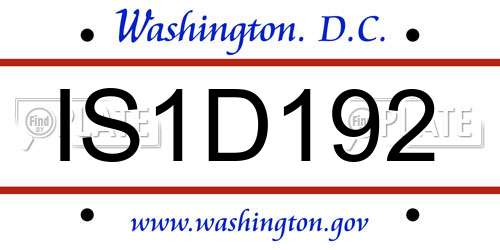 IS1D192 District Of Columbia License Plate