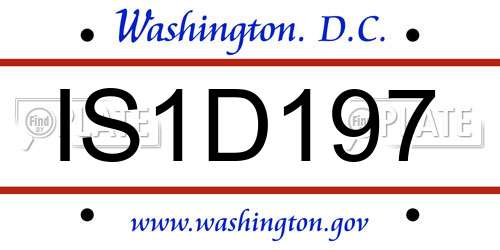 IS1D197 District Of Columbia License Plate