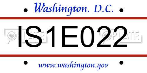 IS1E022 District Of Columbia License Plate
