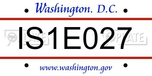 IS1E027 District Of Columbia License Plate