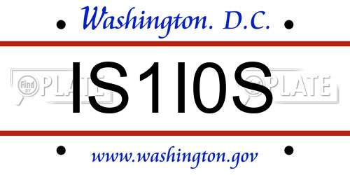 IS1I0S District Of Columbia License Plate