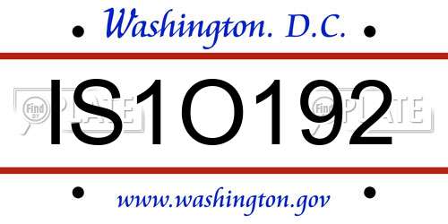 IS1O192 District Of Columbia License Plate