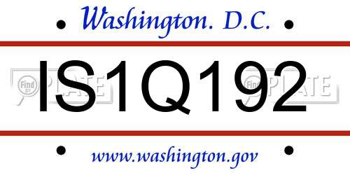IS1Q192 District Of Columbia License Plate