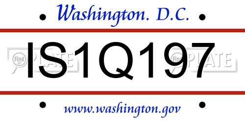 IS1Q197 District Of Columbia License Plate