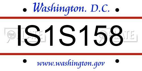 IS1S158 District Of Columbia License Plate