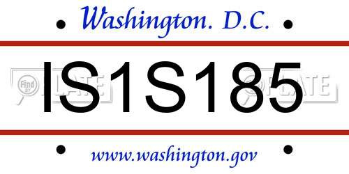 IS1S185 District Of Columbia License Plate