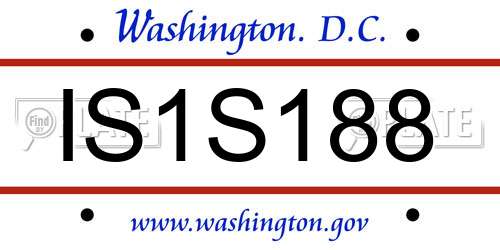 IS1S188 District Of Columbia License Plate