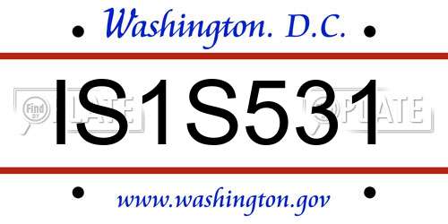 IS1S531 District Of Columbia License Plate