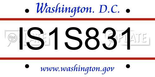 IS1S831 District Of Columbia License Plate
