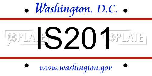 IS201 District Of Columbia License Plate