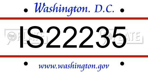 IS22235 District Of Columbia License Plate
