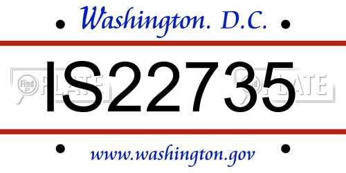 IS22735 District Of Columbia License Plate