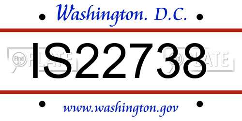 IS22738 District Of Columbia License Plate
