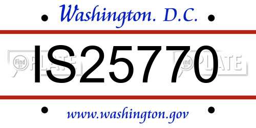 IS25770 District Of Columbia License Plate