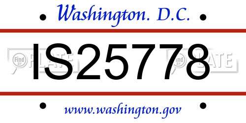 IS25778 District Of Columbia License Plate