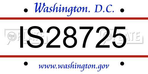IS28725 District Of Columbia License Plate