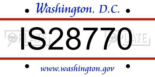 IS28770 District Of Columbia License Plate