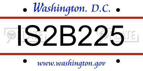 IS2B225 District Of Columbia License Plate