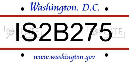 IS2B275 District Of Columbia License Plate