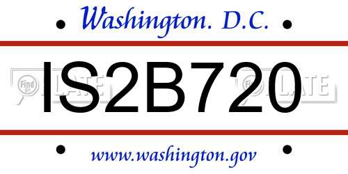 IS2B720 District Of Columbia License Plate