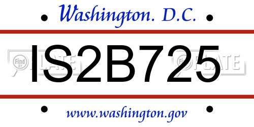IS2B725 District Of Columbia License Plate