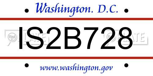 IS2B728 District Of Columbia License Plate