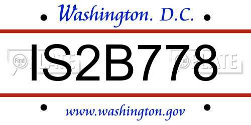 IS2B778 District Of Columbia License Plate