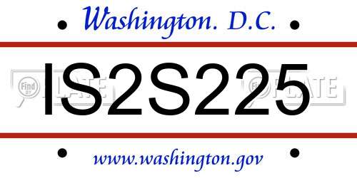 IS2S225 District Of Columbia License Plate