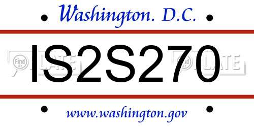 IS2S270 District Of Columbia License Plate