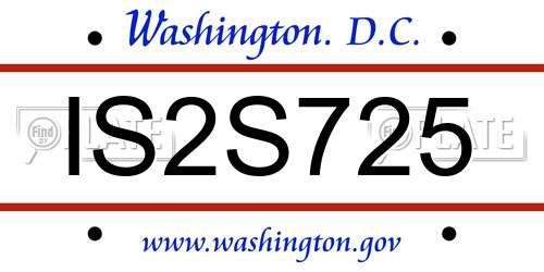 IS2S725 District Of Columbia License Plate