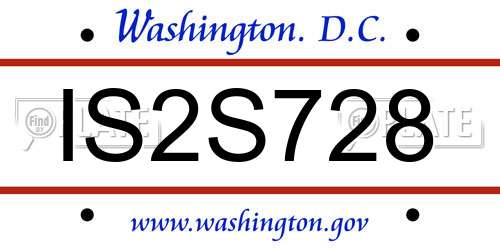 IS2S728 District Of Columbia License Plate