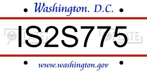 IS2S775 District Of Columbia License Plate