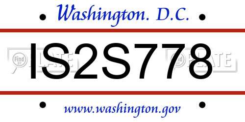 IS2S778 District Of Columbia License Plate