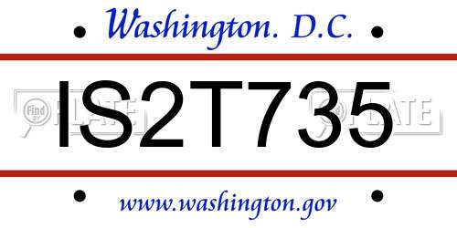IS2T735 District Of Columbia License Plate