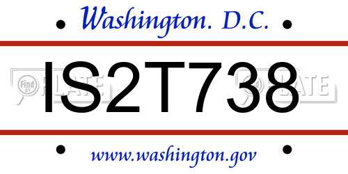 IS2T738 District Of Columbia License Plate