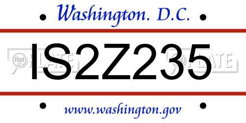 IS2Z235 District Of Columbia License Plate