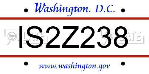 IS2Z238 District Of Columbia License Plate