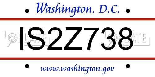 IS2Z738 District Of Columbia License Plate