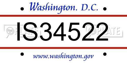 IS34522 District Of Columbia License Plate